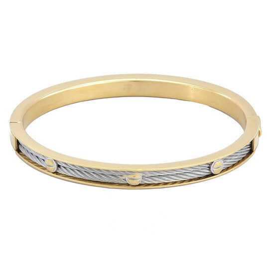 Original Charriol Forever Eternity Yellow Gold PVD Steel Cable Bangle, Size M