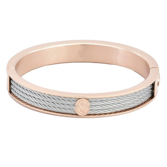 Original Charriol Forever Rose Gold PVD Steel Cable Bangle, Size M