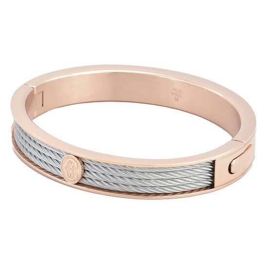 Original Charriol Forever Rose Gold PVD Steel Cable Bangle, Size M