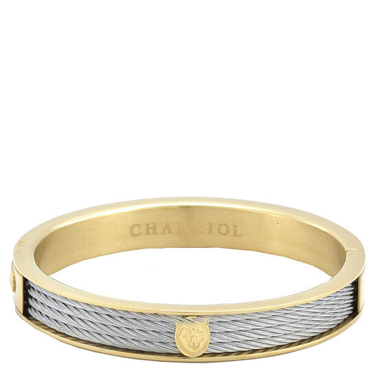 Original Charriol Forever Yellow Gold PVD Steel Cable Bangle, Size M