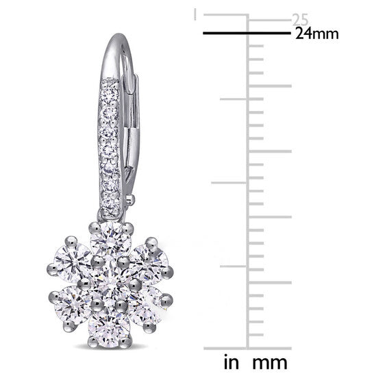 Original Created Forever 1 3/4 CT TW Lab Created Diamond Flower Leverback Earrings in 14k White Gold