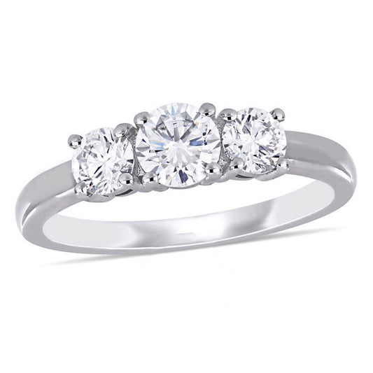 Original Created Forever 1 CT TW Lab Created Diamond 3-Stone Engagement Ring in 14k White Gold