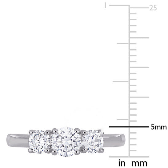 Original Created Forever 1 CT TW Lab Created Diamond 3-Stone Engagement Ring in 14k White Gold