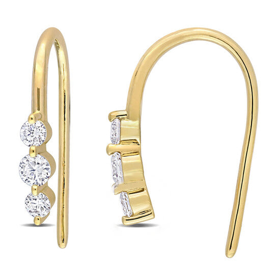 Original Created Forever 1/2 CT TGW Lab Created Diamond Hook Earrings in 18k Yellow Gold Plated Sterling Silver