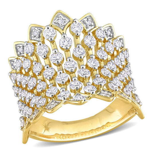 Original Created Forever 2 1/3 CT TW Lab Created Diamond Wide Band Ring in 14k Yellow Gold