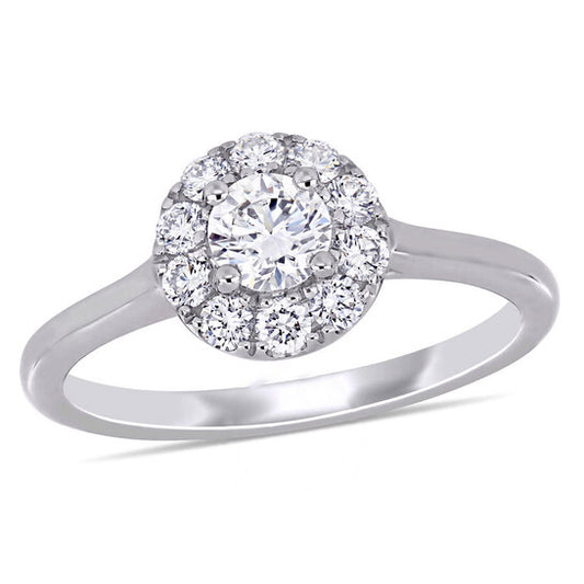 Original Created Forever 3/4 CT TW Lab Created Diamond Halo Engagement Ring in 14k White Gold