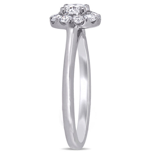 Original Created Forever 3/4 CT TW Lab Created Diamond Halo Engagement Ring in 14k White Gold