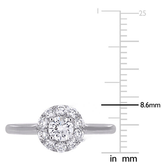 Original Created Forever 3/4 CT TW Lab Created Diamond Halo Engagement Ring in 14k White Gold