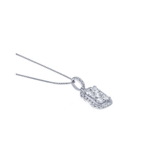 Original Diamond Muse 0.90 cttw 14KT White Gold Diamond Cluster Pendant Necklace for Women