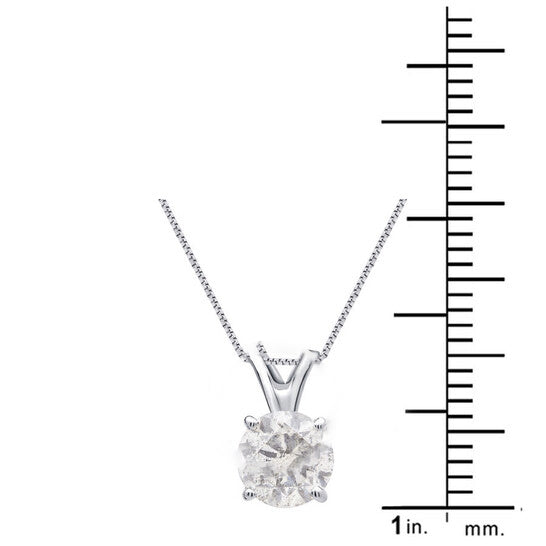 Original Diamond Muse 1.00 cttw 14KT White Gold Round Diamond Solitaire Pendant Necklace for Women