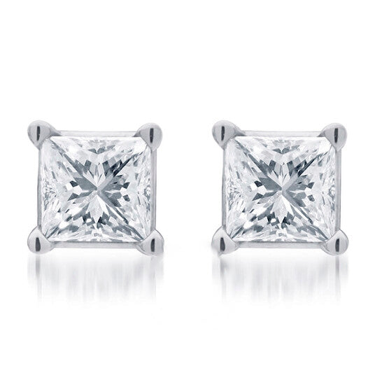 Original Diamond Muse 0.50 cttw 10KT White Gold Princess Cut Diamond Stud Earrings for Women