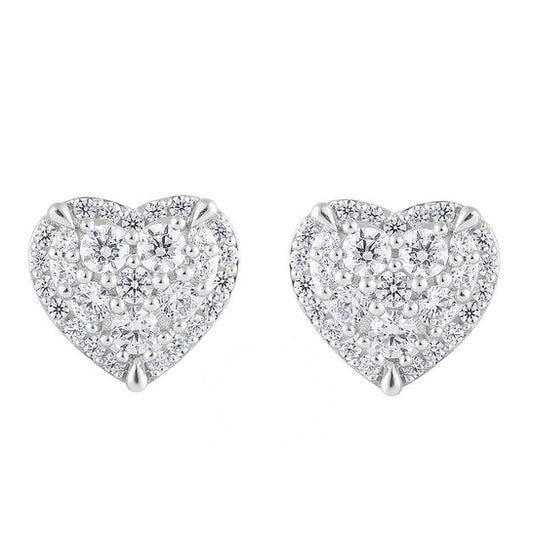 Original Diamond Muse 0.50 cttw 14KT White Gold Round Cut Diamond Heart Stud Earrings for Women