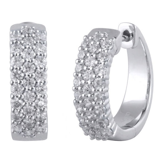 Original Diamond Muse 1.00 cttw 14KT White Gold Round Cut Diamond Cluster Hoop Earrings for Women