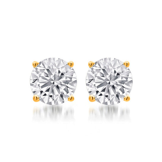 Original DiamondMuse 1.00 Carat T.W. Round White Diamond Yellow Gold over Sterling Silver Stud Earrings for Women