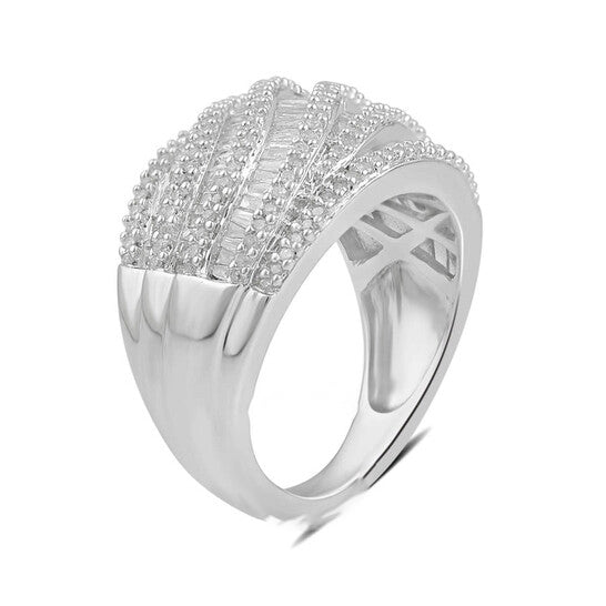 Original DiamondMuse 1.00 cttw Diamond Fashion Anniversary Ring in Sterling Silver (I-J, I2-I3)