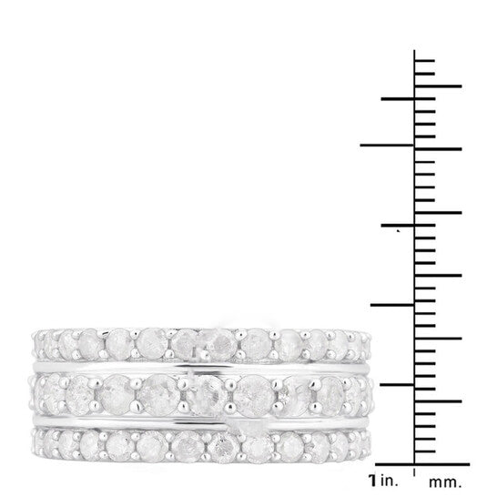 Original DiamondMuse 2.00 cttw Diamond Three Row Anniversary Ring in Sterling Silver(I-J, 2-I3)