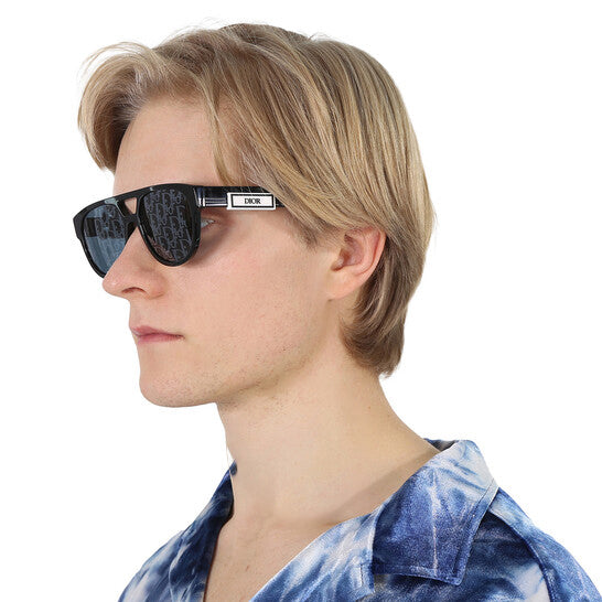 Original Dior Blue with Dior Pattern Mirror Pilot Men s Sunglasses DIO