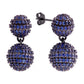 Original Elegant Confetti Women's 18K Black Gold Plated Blue CZ Simulated Diamond Pave Ball Drop Statement Earrings