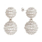 Original Elegant Confetti Women's 18K White Gold Plated CZ Simulated Diamond Pave Ball Drop Statement Earrings