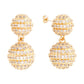 Original Elegant Confetti Women's 18K Yellow Gold Plated CZ Simulated Diamond Pave Ball Drop Statement Earrings