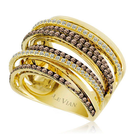 Original Grand Sample Sale Ring Chocolate Diamonds, Vanilla Diamonds set in 14K Honey Gold Ring Size 7 R3078DB