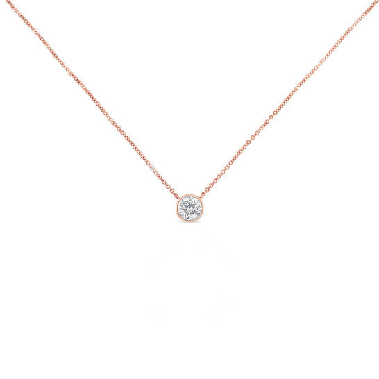 Original Haus of Brilliance 10K Rose Gold 1/10ct. TDW Solitaire Diamond Pendant Necklace(H-I,SI2-I1)