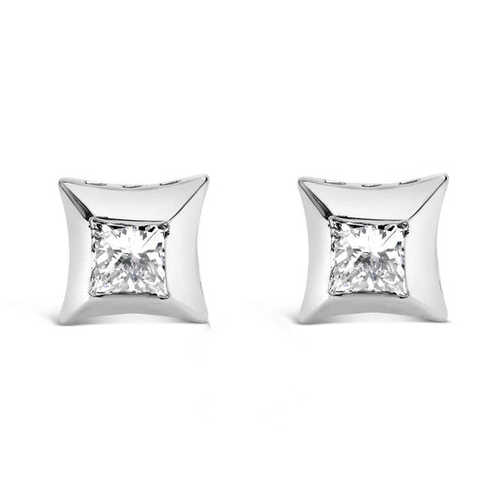 Original Haus of Brilliance 10K White Gold 1/2 Cttw Invisible Set Princess-Cut Diamond Stud Earrings (H-I Color, SI2-I1 Clarity)