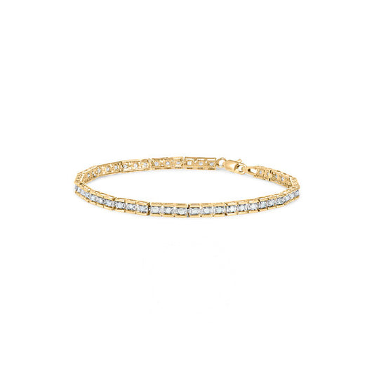 Original Haus of Brilliance 10K Yellow Gold 1.00 Cttw Diamond Channel Set Style 7" Tennis Bracelet (H-I Color, I1-I2 Clarity)