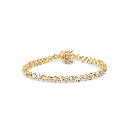 Original Haus of Brilliance 10K Yellow Gold 1.00 Cttw Diamond Spiral Link 7" Bracelet with Heart Charm (H-I Color, I3 Clarity)