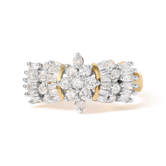 Original Haus of Brilliance 10K Yellow Gold 1.00 Cttw Diamond Starburst Ring Band (H-I Color, I1-I2 Clarity)