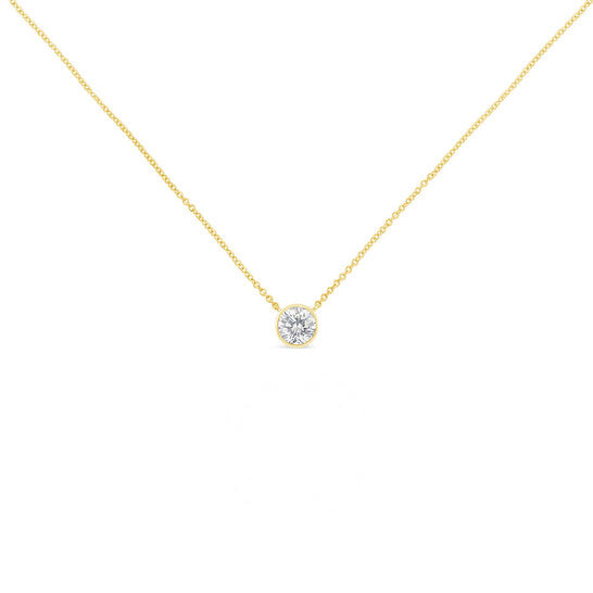 Original Haus of Brilliance 10K Yellow Gold 1/10ct. TDW Solitaire Diamond Pendant Necklace(H-I,SI2-I1)