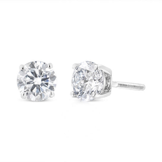 Original Haus of Brilliance 14K White Gold 1 1/2 Cttw Lab Grown Diamond Solitaire Stud Earrings with Screwbacks (F-G Color, VS2-SI1 Clarity)