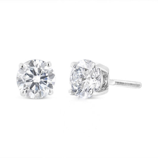 Original Haus of Brilliance 14K White Gold 1 1/2 Cttw Lab Grown Diamond Solitaire Stud Earrings with Screwbacks (F-G Color, VS2-SI1 Clarity)