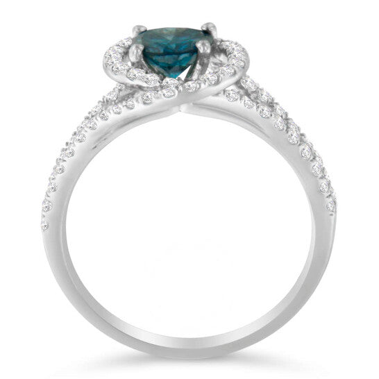 Original Haus of Brilliance 14k White Gold 1 1/3 ct TDW Treated Blue Diamond Engagement Ring (Blue, SI2-I1)