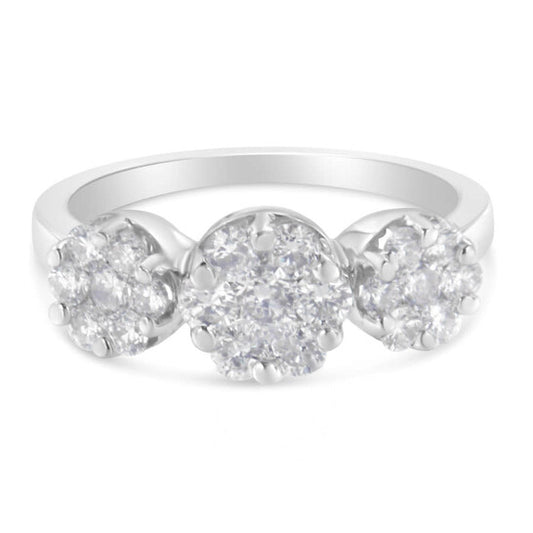 Original Haus of Brilliance 14K White Gold 1 1/4ct TDW Diamond Floral Cluster Ring (H-I, SI2-I1)