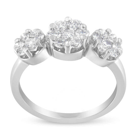 Original Haus of Brilliance 14K White Gold 1 1/4ct TDW Diamond Floral Cluster Ring (H-I, SI2-I1)