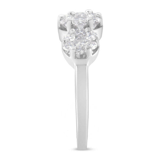 Original Haus of Brilliance 14K White Gold 1 1/4ct TDW Diamond Floral Cluster Ring (H-I, SI2-I1)