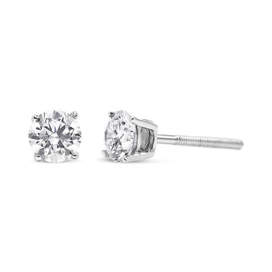 Original Haus of Brilliance 14K White Gold 1/2 Cttw 4-Prong Set Lab Grown Solitaire Diamond Push Back Stud Earrings (F-G Color, VS2-SI1 Clarity)