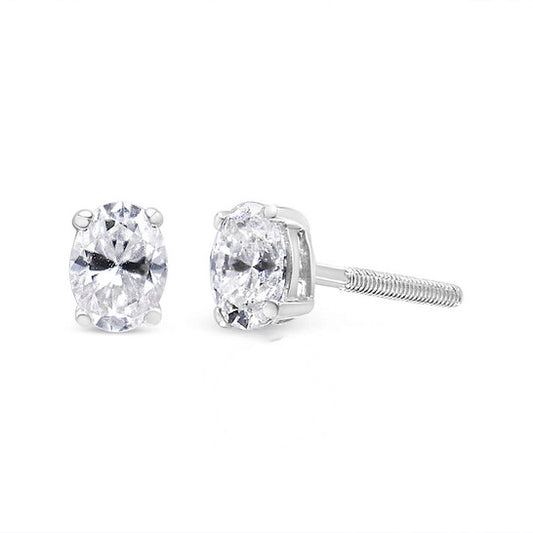 Original Haus of Brilliance 14K White Gold 1/2 Cttw Lab Grown Oval Solitaire Diamond Stud Earrings (F-G Color, VS2-SI1 Clarity)