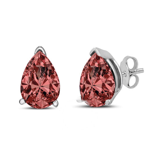 Original Haus of Brilliance 14K White Gold 1/2 Cttw Lab Grown Pink Pear Diamond 3 Prong Set Martini Solitaire Stud Earrings (Pink Color, VS2-SI1 Clarity)