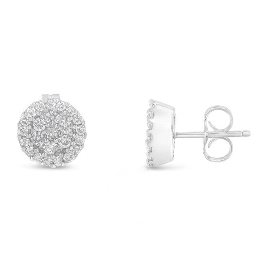 Original Haus of Brilliance 14k White Gold 1/2ct TDW Diamond Floral Cluster Stud Earrings (H-I, I1-I2)