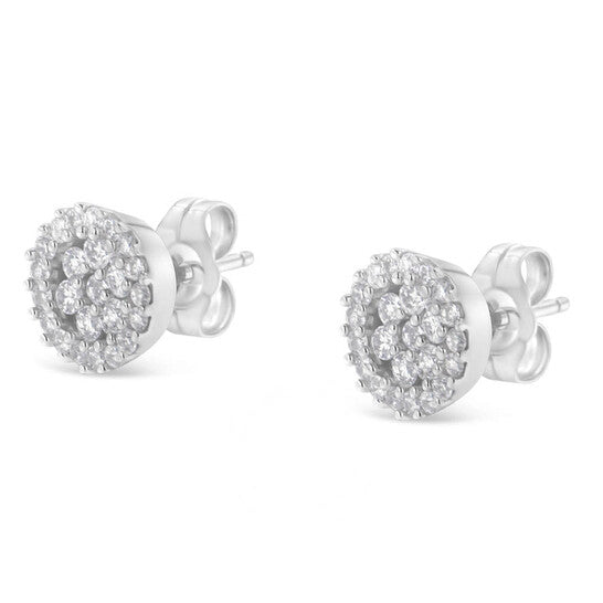 Original Haus of Brilliance 14k White Gold 1/2ct TDW Diamond Floral Cluster Stud Earrings (H-I, I1-I2)