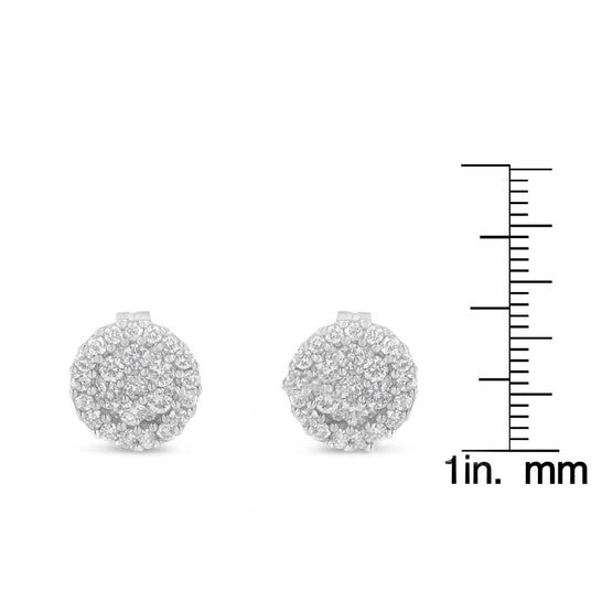 Original Haus of Brilliance 14k White Gold 1/2ct TDW Diamond Floral Cluster Stud Earrings (H-I, I1-I2)