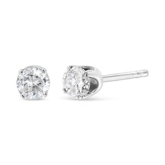 Original Haus of Brilliance 14K White Gold 1/4 Cttw Lab Grown Diamond 4-Prong Classic Solitaire Stud Earrings (G-H Color, VS2-SI1 Clarity)