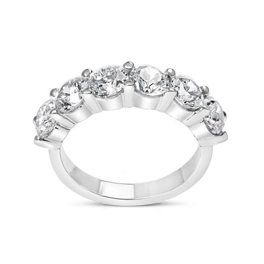 Original Haus of Brilliance 14K White Gold 3.0 Cttw Lab-Grown Diamond Shared Prong 6 Stone Band Ring (G-H Color, VS2-SI1 Clarity)