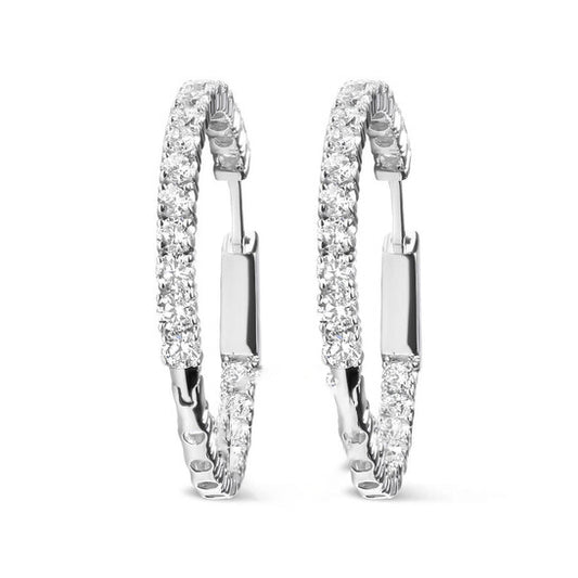 Original Haus of Brilliance 14K White Gold 3.00 Cttw Lab-Grown Diamond Inside Out Hoop Earrings (F-G Color, VS1-VS2 Clarity)