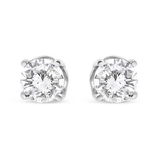 Original Haus of Brilliance 14K White Gold 3/4 Cttw Lab Grown Diamond 4-Prong Classic Stud Earrings (F-G Color, VS2-SI1 Clarity)