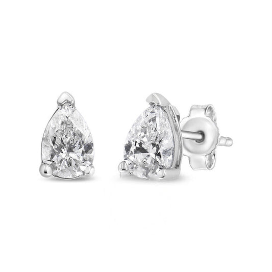 Original Haus of Brilliance 14K White Gold 3/4 Cttw Pear Shape Solitaire Lab Grown Diamond Stud Earrings (F-G Color, VS2-SI1 Clarity)