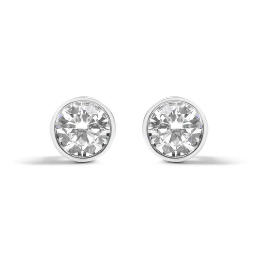 Original Haus of Brilliance 14K White Gold 5/8 Cttw Bezel Set Lab Grown Round Diamond Screw-Back Solitaire Stud Earrings (G-H Color, VS2-SI1 Clarity)