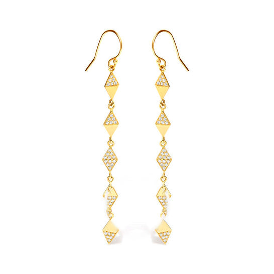 Original Haus of Brilliance 14K Yellow Gold 1/3 Cttw Diamond Studded Kite Drop and Dangle Earrings (H-I Color, SI2-I1 Clarity)